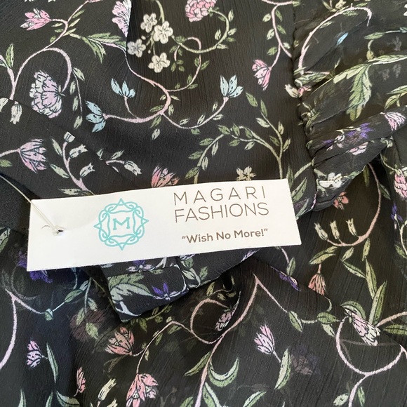 Ted Baker London Women's Dark Floral Mini Dress Small Sheer Ballon Sleeve - Picture 14 of 17